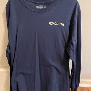 Mens costa fishing long sleeve navy blue shirt